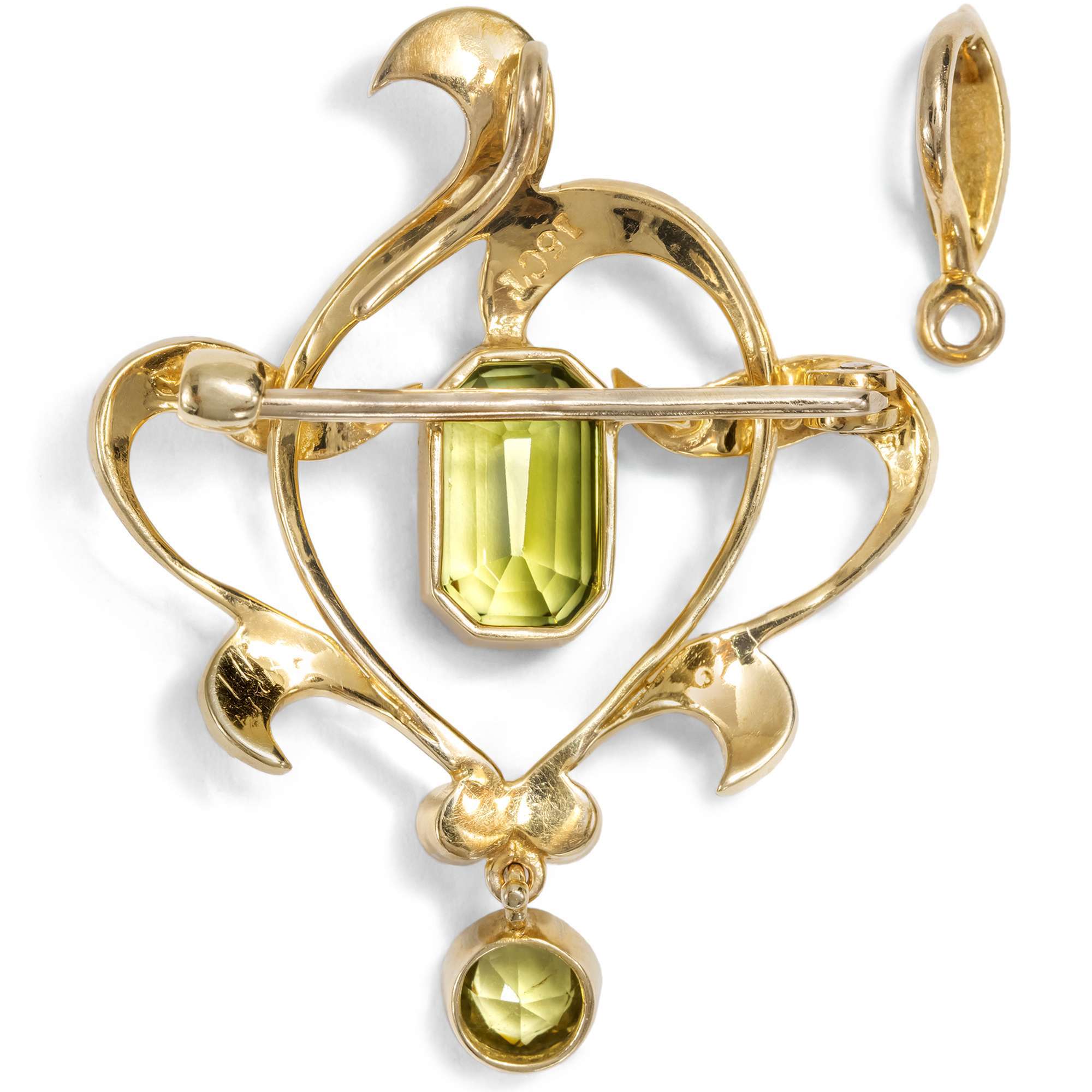 613258-hofer-antikschmuck-Britische-Anhaenger-Brosche-aus-Gold-mit-Peridot-und-Perlen-um-1900-Spring-has-Sprung_2