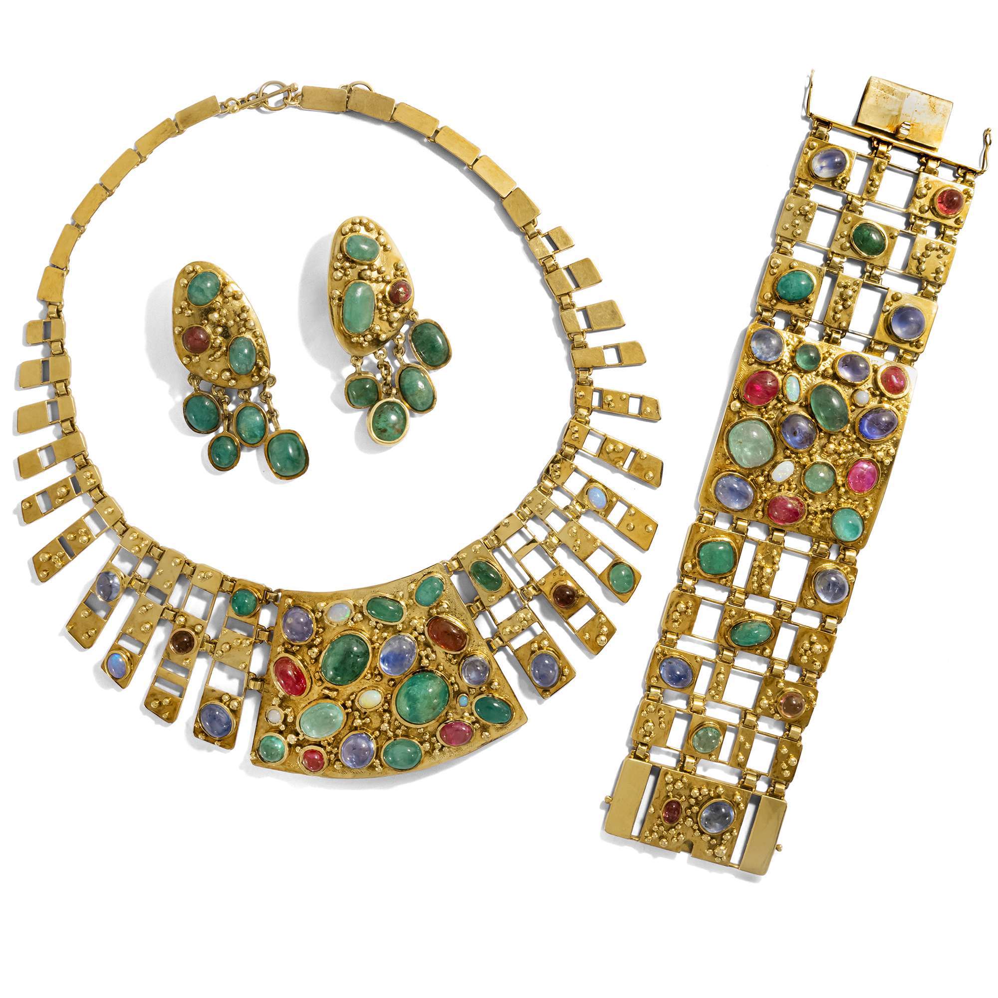 616651-hofer-antikschmuck-Grossartige-vintage-Parure-aus-Bib-Collier-Armband-und-Ohrringen-mit-Farbedelsteinen-in-Gold-1950er-Jahre-Tochter-der-Sonne