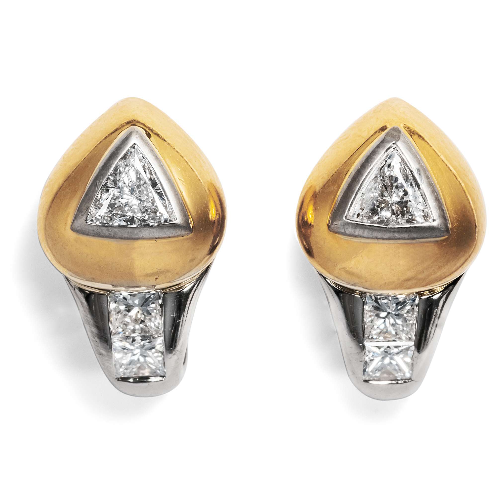 618396-hofer-antikschmuck-Edle-vintage-Ohrclips-mit-Diamanten-von-Werner-Zappe-Pforzheim-um-1995-Dreiecksbeziehung
