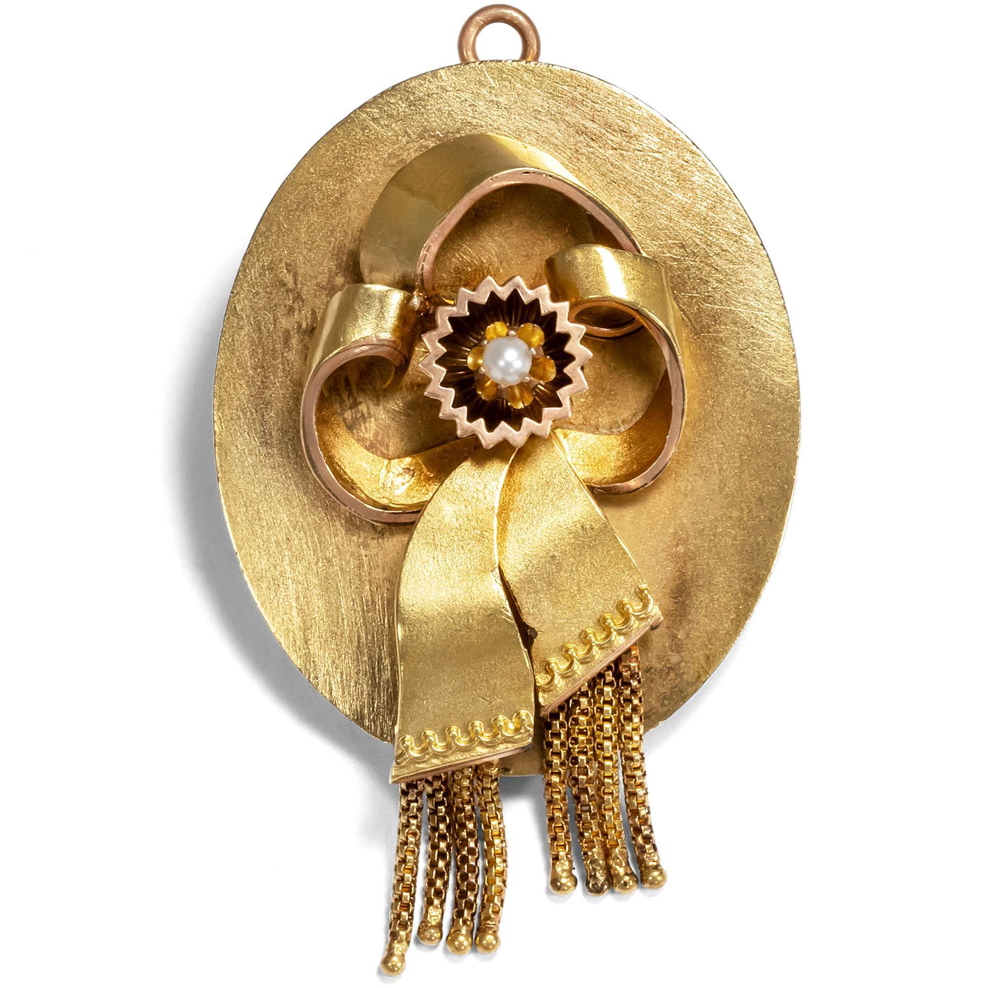 619261-hofer-antikschmuck-Antikes-Paar-Ohrhaenger-des-Realismus-in-Gold-und-Perlen-um-1870-Realistische-Schleifen_4