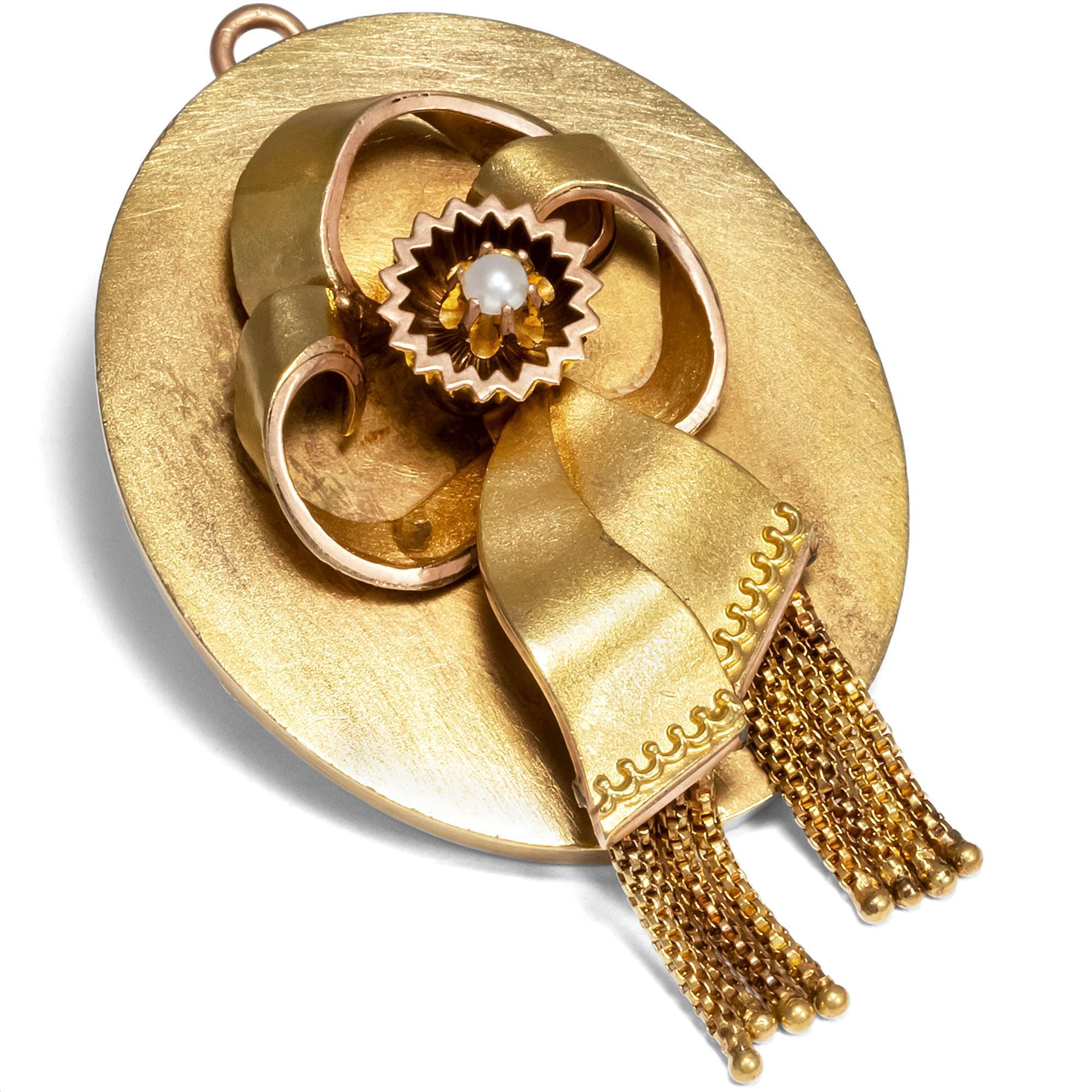 619261-hofer-antikschmuck-Antikes-Paar-Ohrhaenger-des-Realismus-in-Gold-und-Perlen-um-1870-Realistische-Schleifen_6