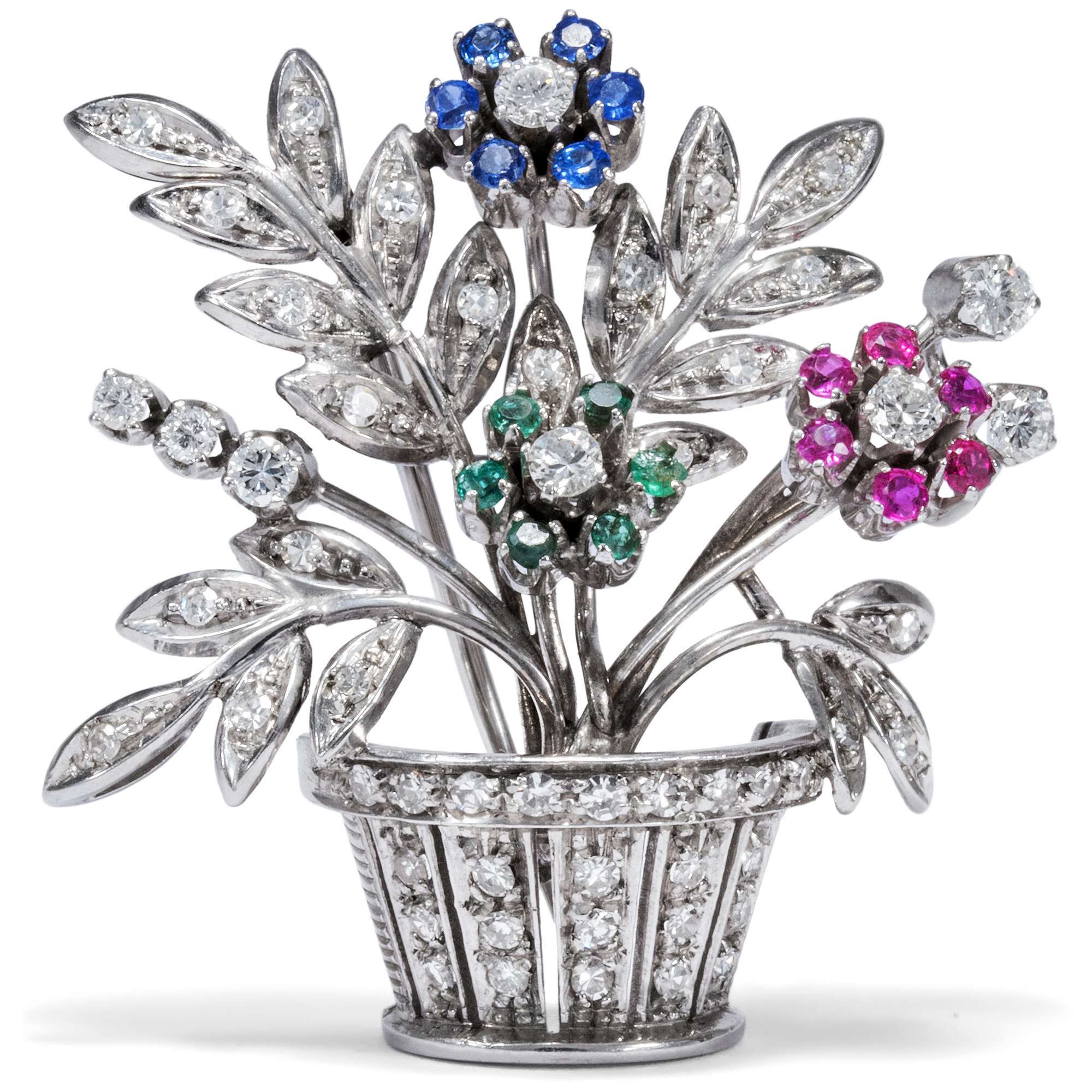 621985-hofer-antikschmuck-Edle-Weissgold-Brosche-mit-Rubine-Saphiren-Smaragden-und-Diamanten-um-1965-Blumige-Angelegenheit_1