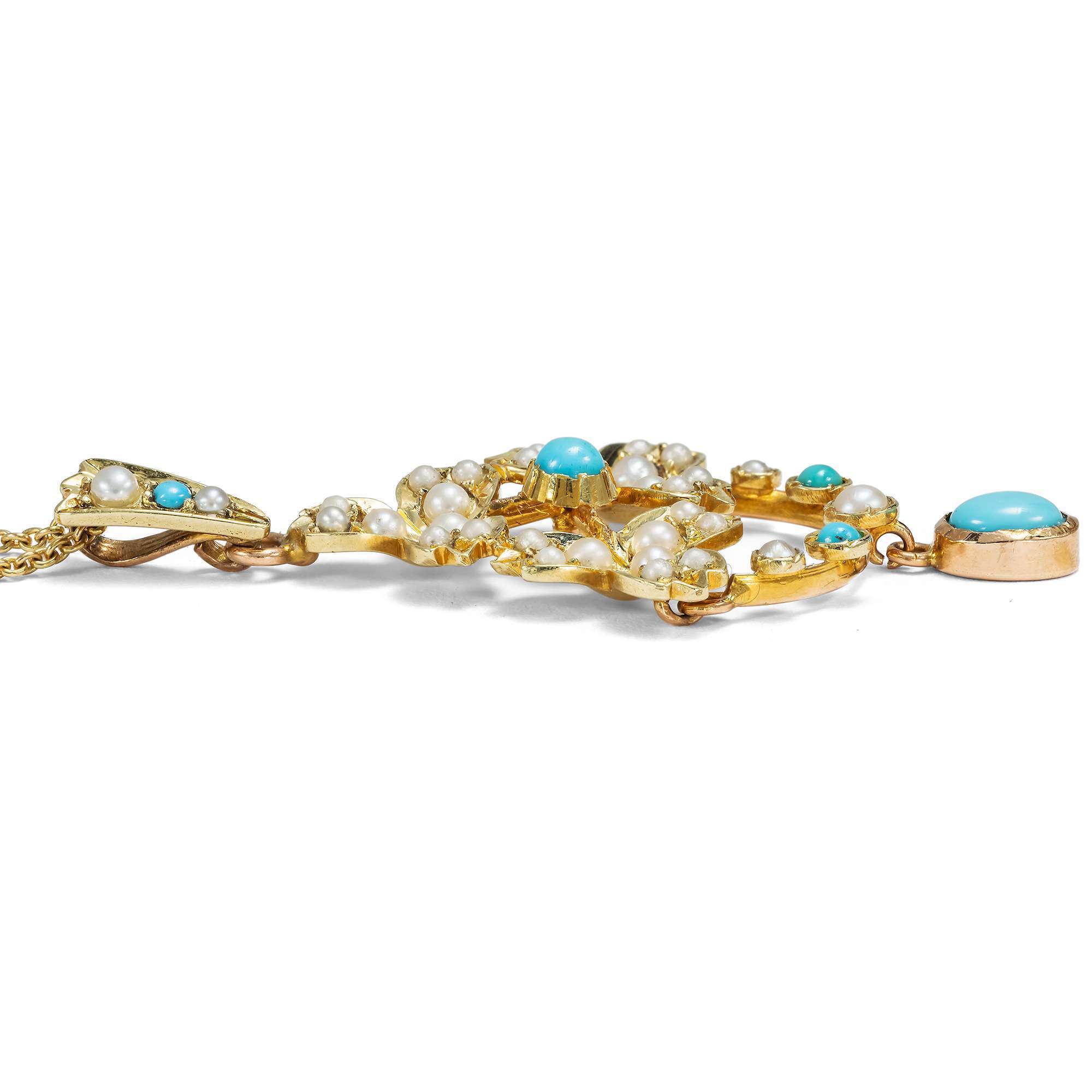 622669-hofer-antikschmuck-Floraler-Anhaenger-mit-Perlen-und-Tuerkisen-in-Gold-Grossbritannien-um-1900-Vergiss-mein-nicht-_1
