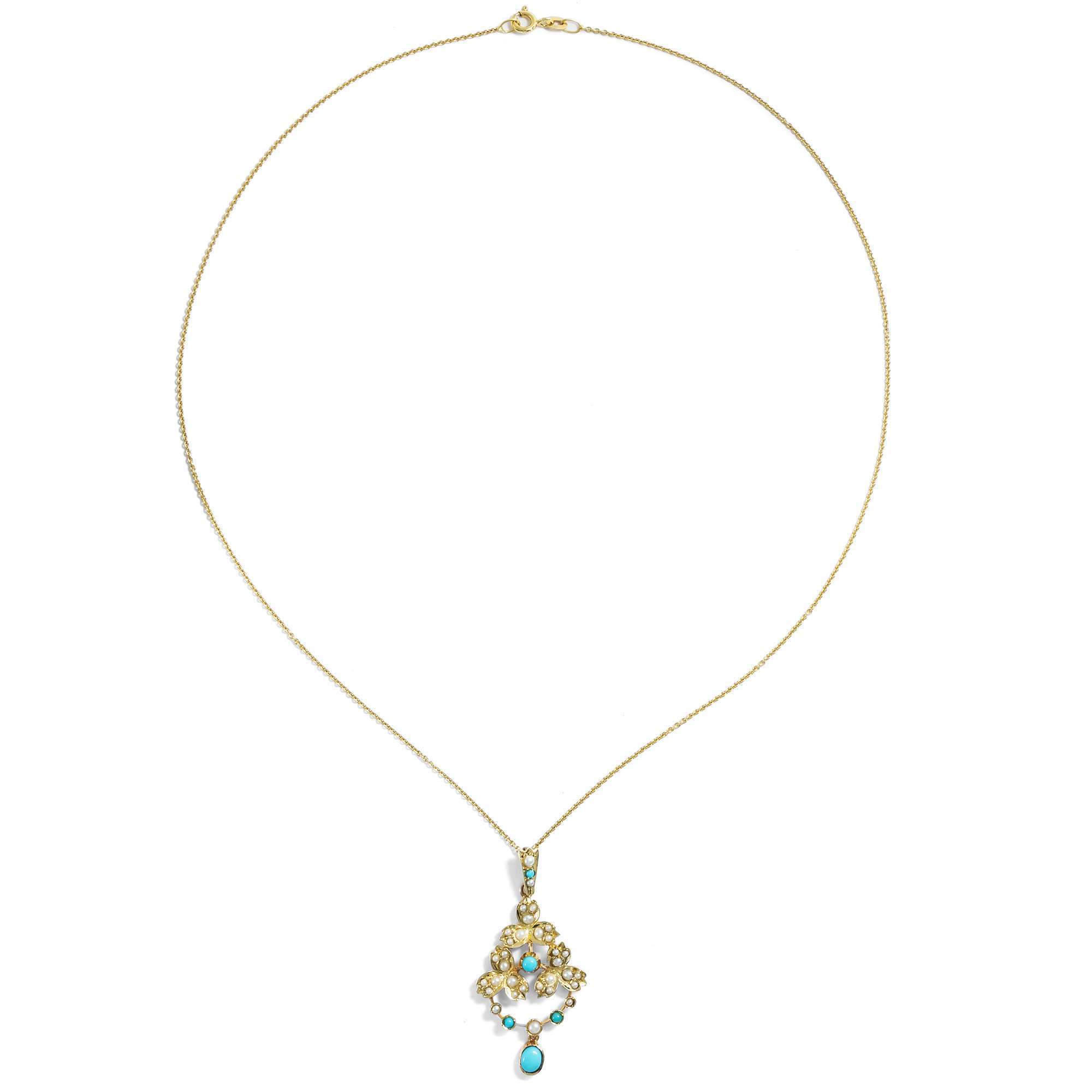 622669-hofer-antikschmuck-Floraler-Anhaenger-mit-Perlen-und-Tuerkisen-in-Gold-Grossbritannien-um-1900-Vergiss-mein-nicht-_2