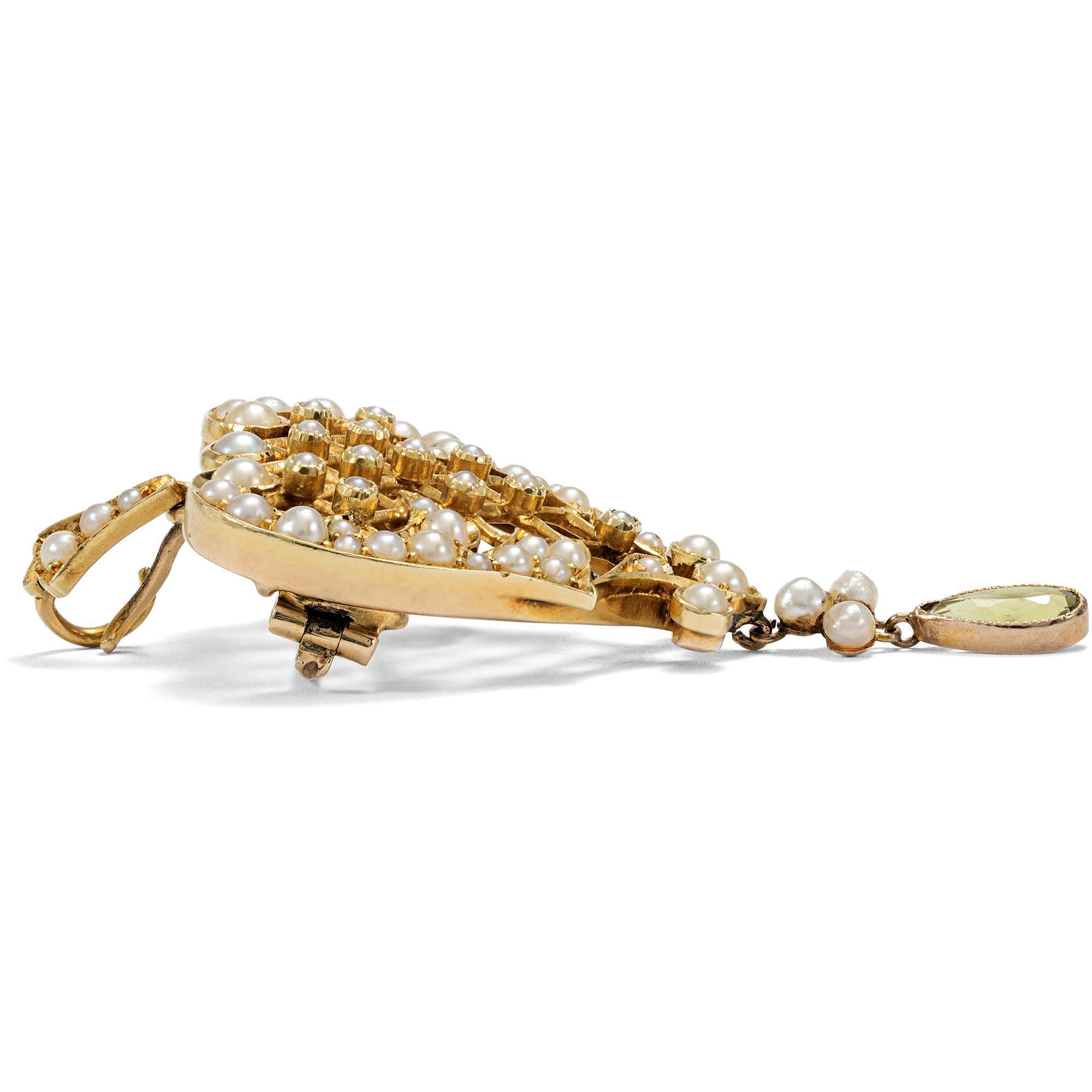 622703-hofer-antikschmuck-Antike-Anhaenger-Brosche-mit-Peridoten-und-Perlen-in-Gold-Grossbritannien-um-1900-Doppelt-haelt-besser_1