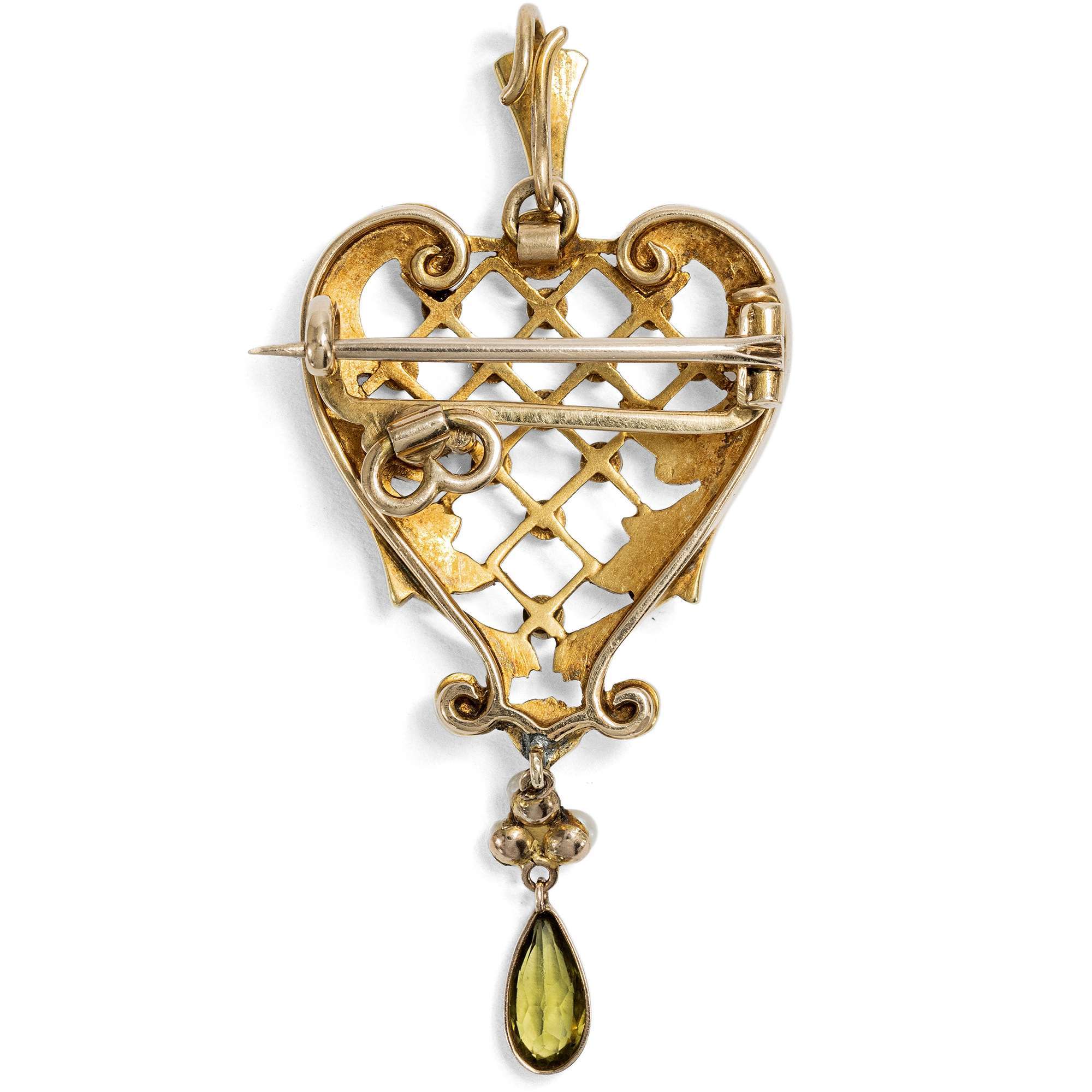 622703-hofer-antikschmuck-Antike-Anhaenger-Brosche-mit-Peridoten-und-Perlen-in-Gold-Grossbritannien-um-1900-Doppelt-haelt-besser_4