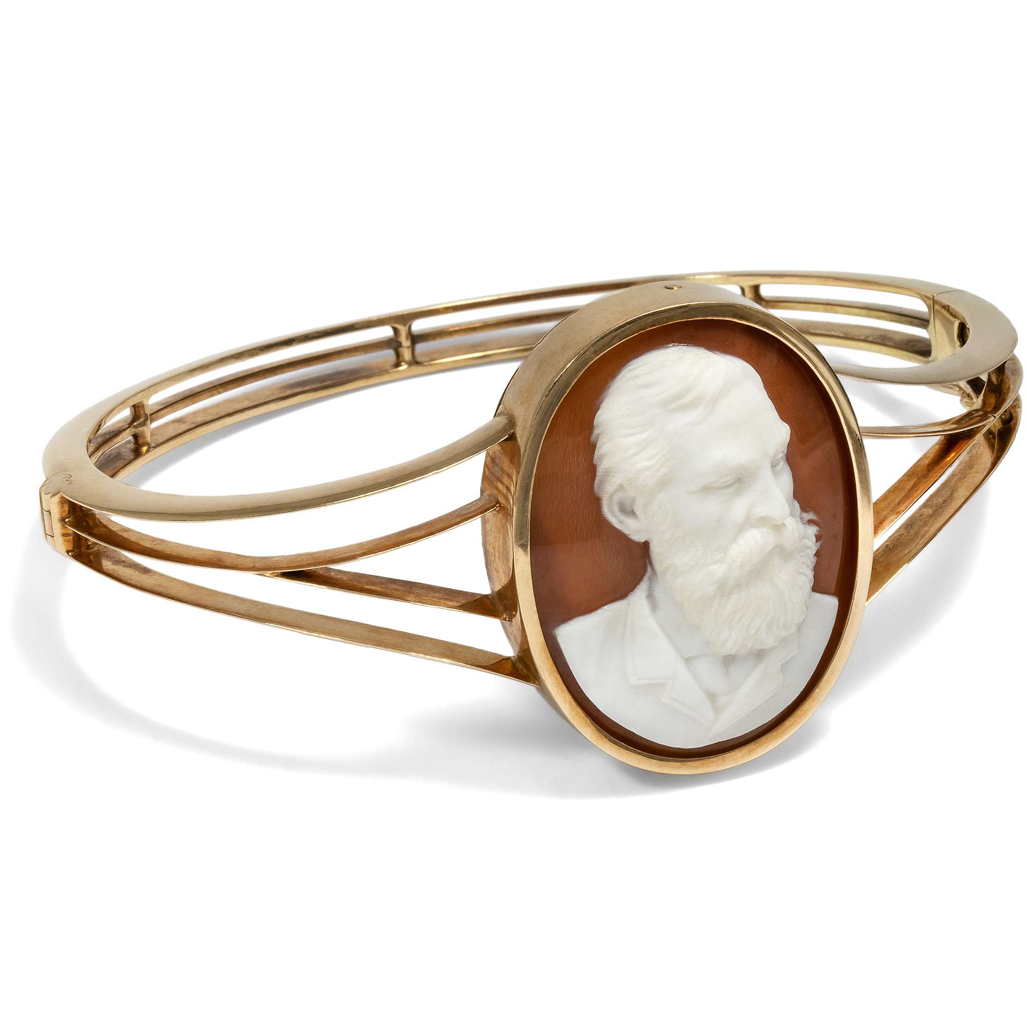 622728-hofer-antikschmuck-Viktorianischer-Gold-Armreif-mit-Muschelkamee-eines-Gentleman-Italien-England-um-1890-Wenn-einer-eine-Reise-tut
