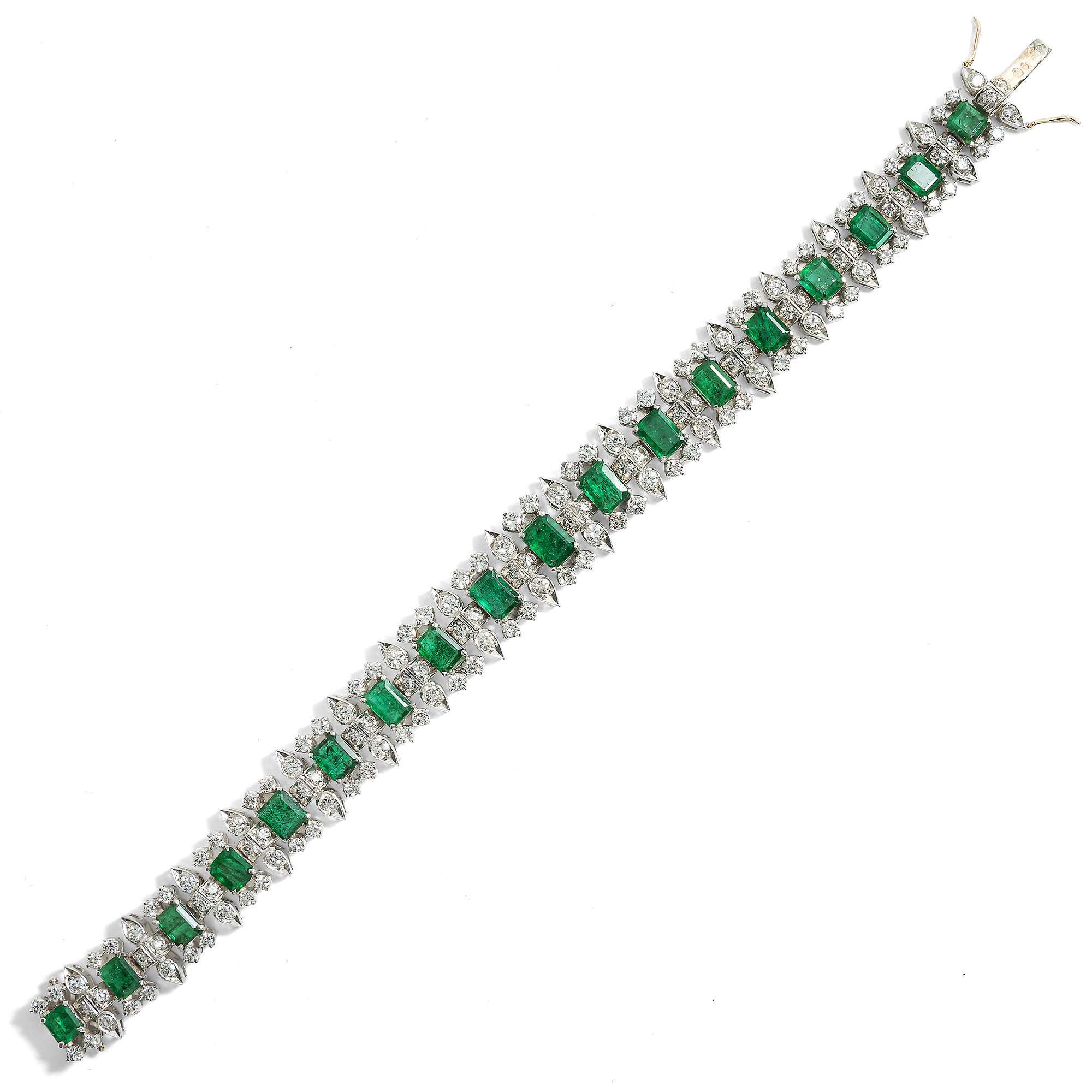 623293-hofer-antikschmuck-Glamouroeses-vintage-Armband-mit-Smaragd-und-6-48-ct-Diamanten-um-1965-Das-schoenste-Gruen