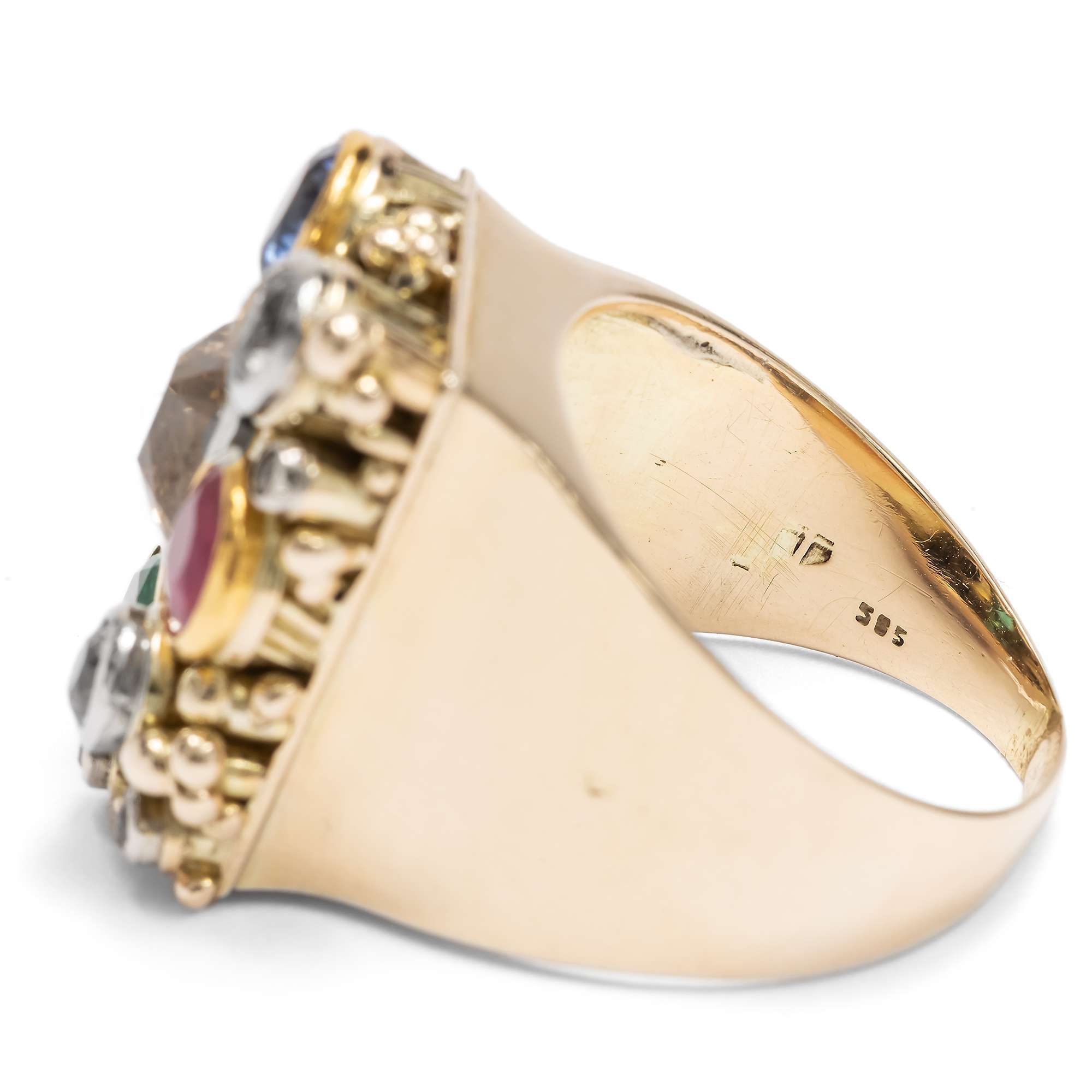 625199-hofer-antikschmuck-Kostbarer-Gemuesering-mit-Edelsteinen-in-Gold-des-Art-Deco-um-1930-Von-Kuenstlerinnenhand