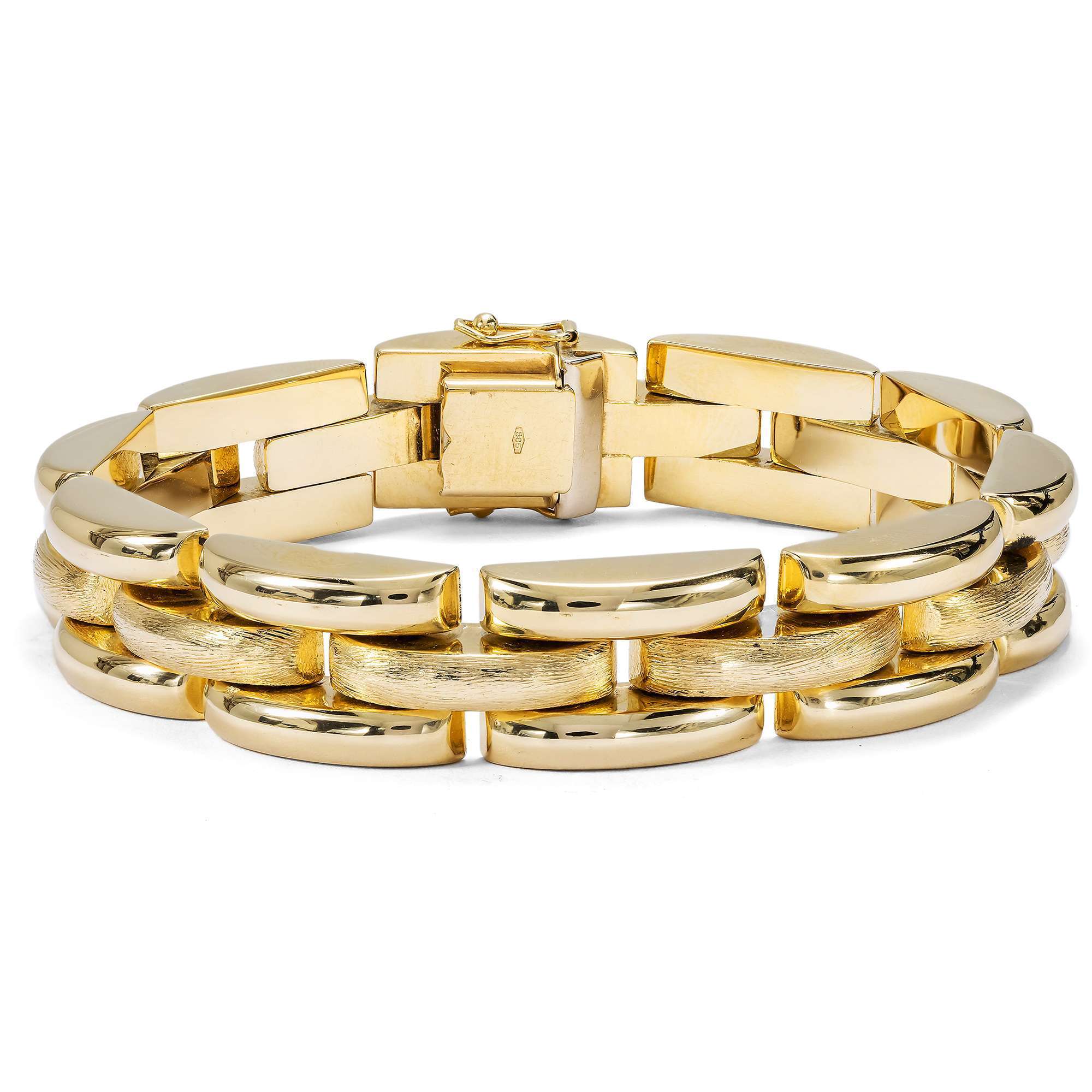 626083-hofer-antikschmuck-Vintage-Backstein-Armband-aus-Gold-Italien-um-1960-Goldenes-Mauerwerk