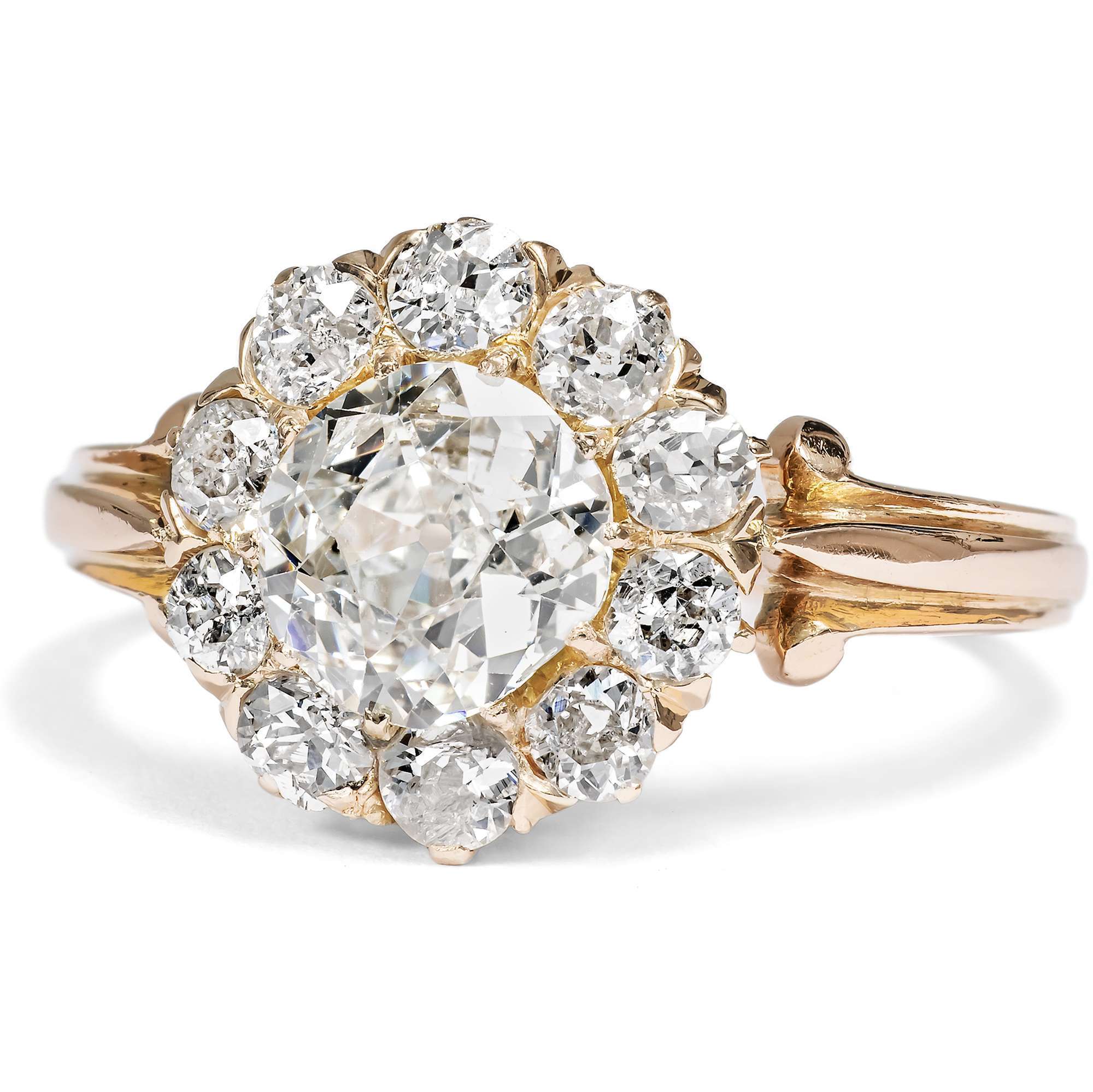 626167-hofer-antikschmuck-Kostbarer-Entourage-Ring-mit-Diamanten-im-Altschliff-in-Rosegold-um-1890-Bluete-aus-Licht_2