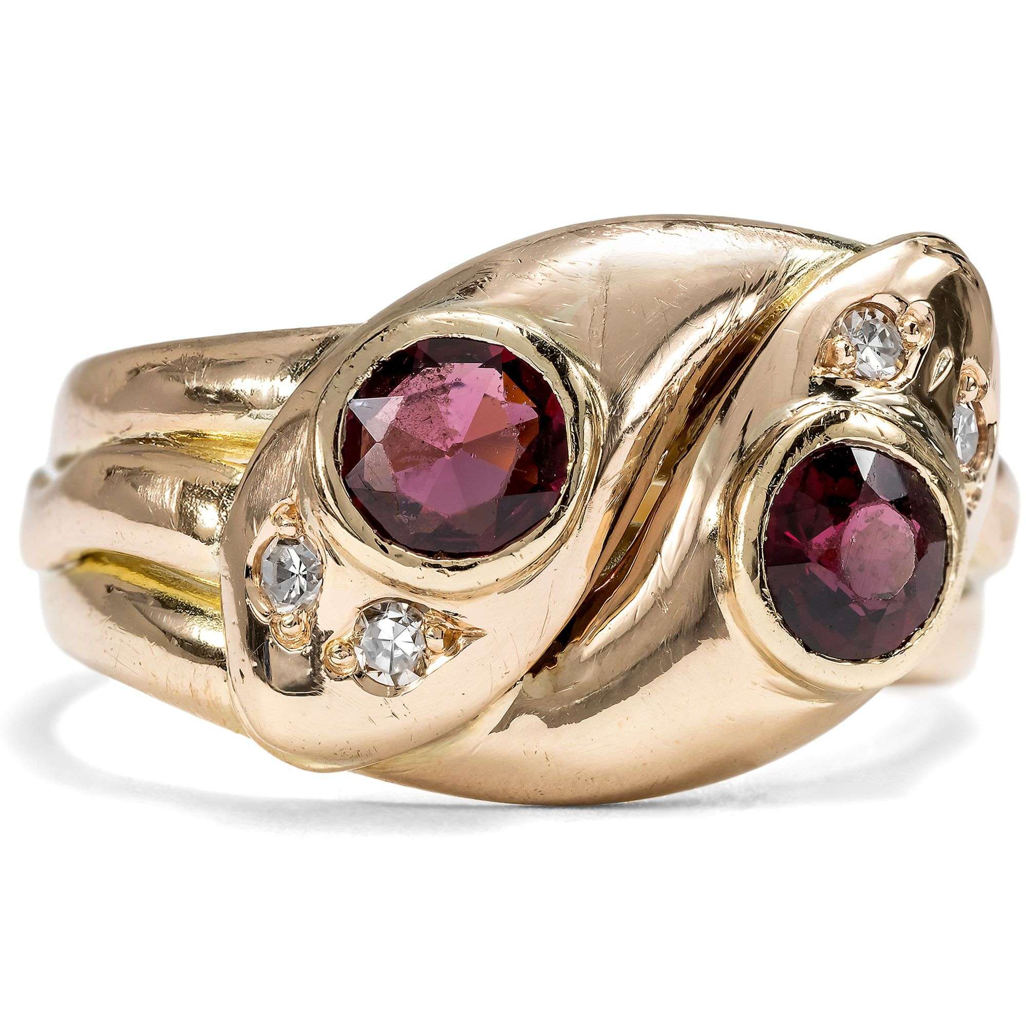 626601-hofer-antikschmuck-Antiker-Schlangenring-aus-Gold-mit-Granaten-und-Diamanten-England-um-1910-Ewiglich-Umschlungen