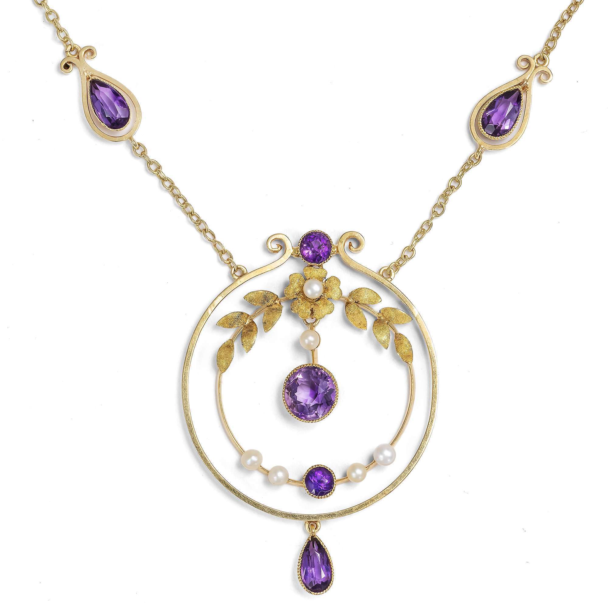 626720-hofer-antikschmuck-Elegantes-Collier-mit-Amethysten-und-Perlen-in-Gold-um-1910-Fliedertraum
