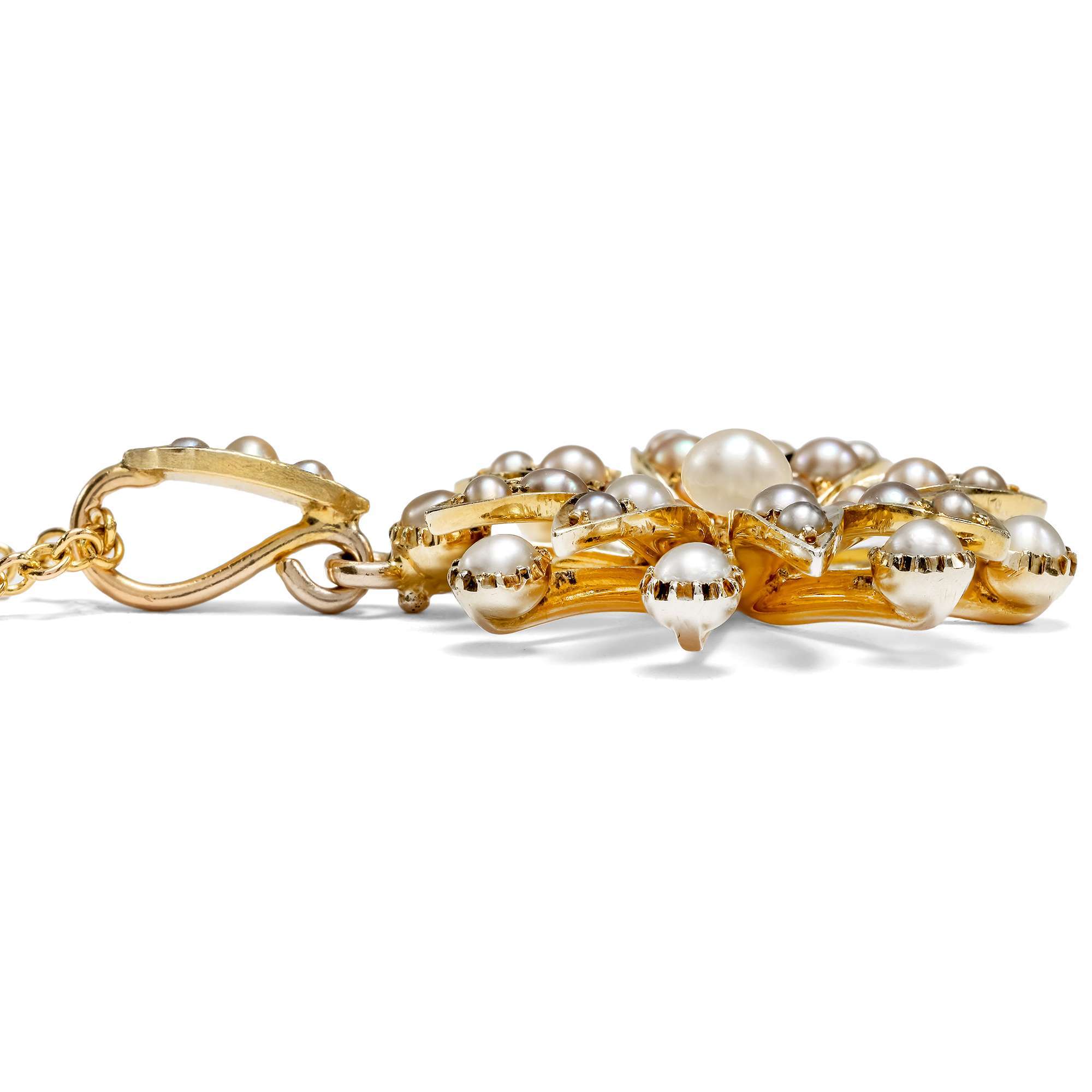 626738-hofer-antikschmuck-Viktorianischer-Perlen-Anhaenger-in-Gold-an-Kette-England-um-1900-Bezaubernde-Bluete_2