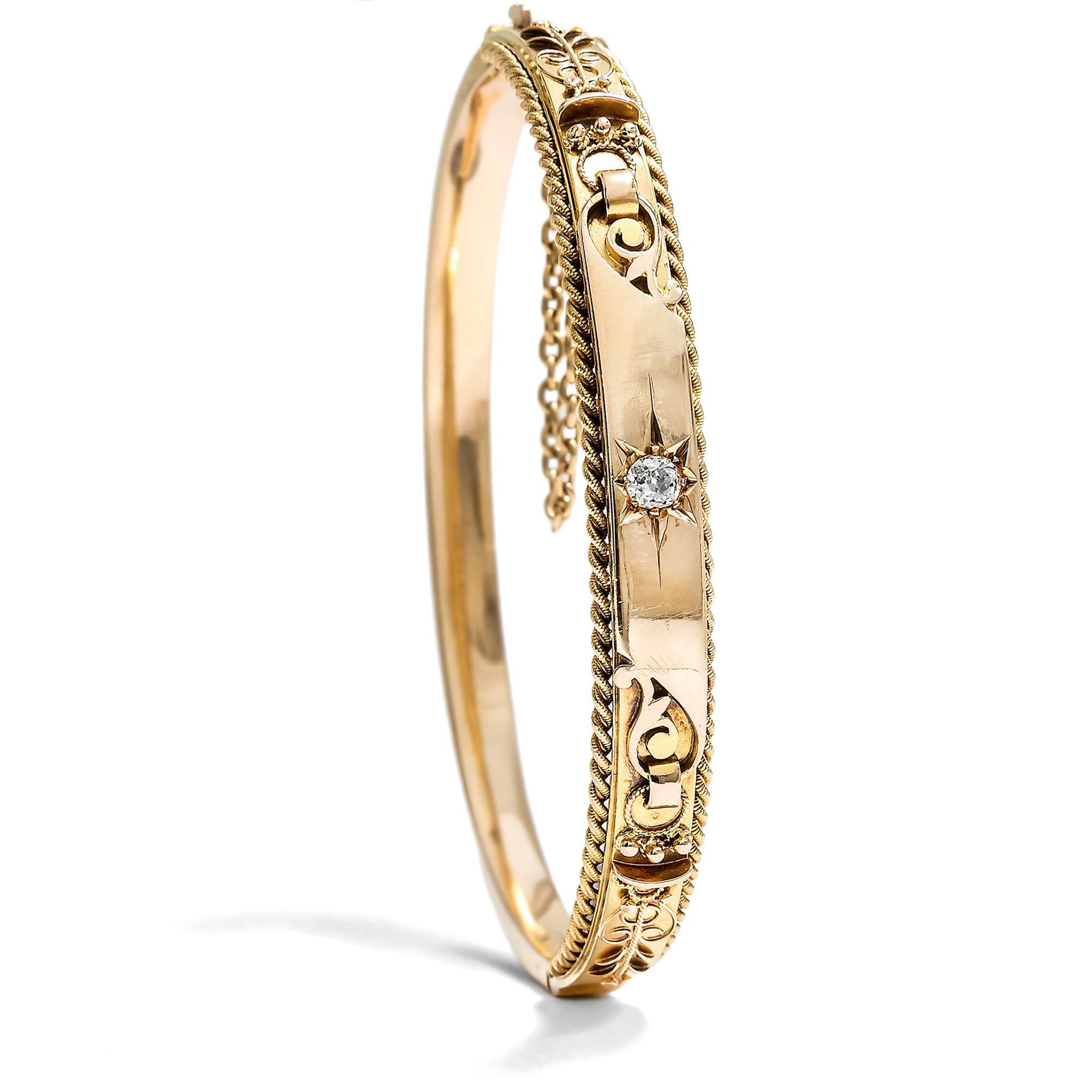 626999-hofer-antikschmuck-Eleganter-Armreif-aus-Gold-mit-Diamant-im-Altschliff-England-um-1880-Ein-Blick-zurueck