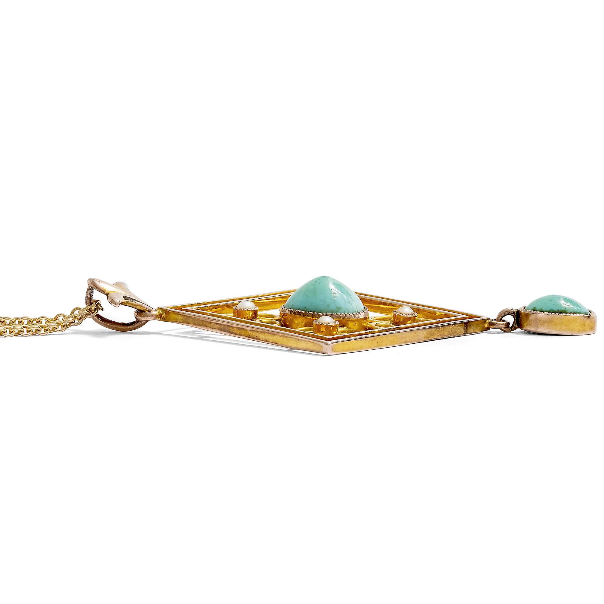 627010-hofer-antikschmuck-Filigraner-Anhaenger-mit-Tuerkisen-und-Perlen-in-zweifarbigem-Gold-England-um-1900-Forget-me-not