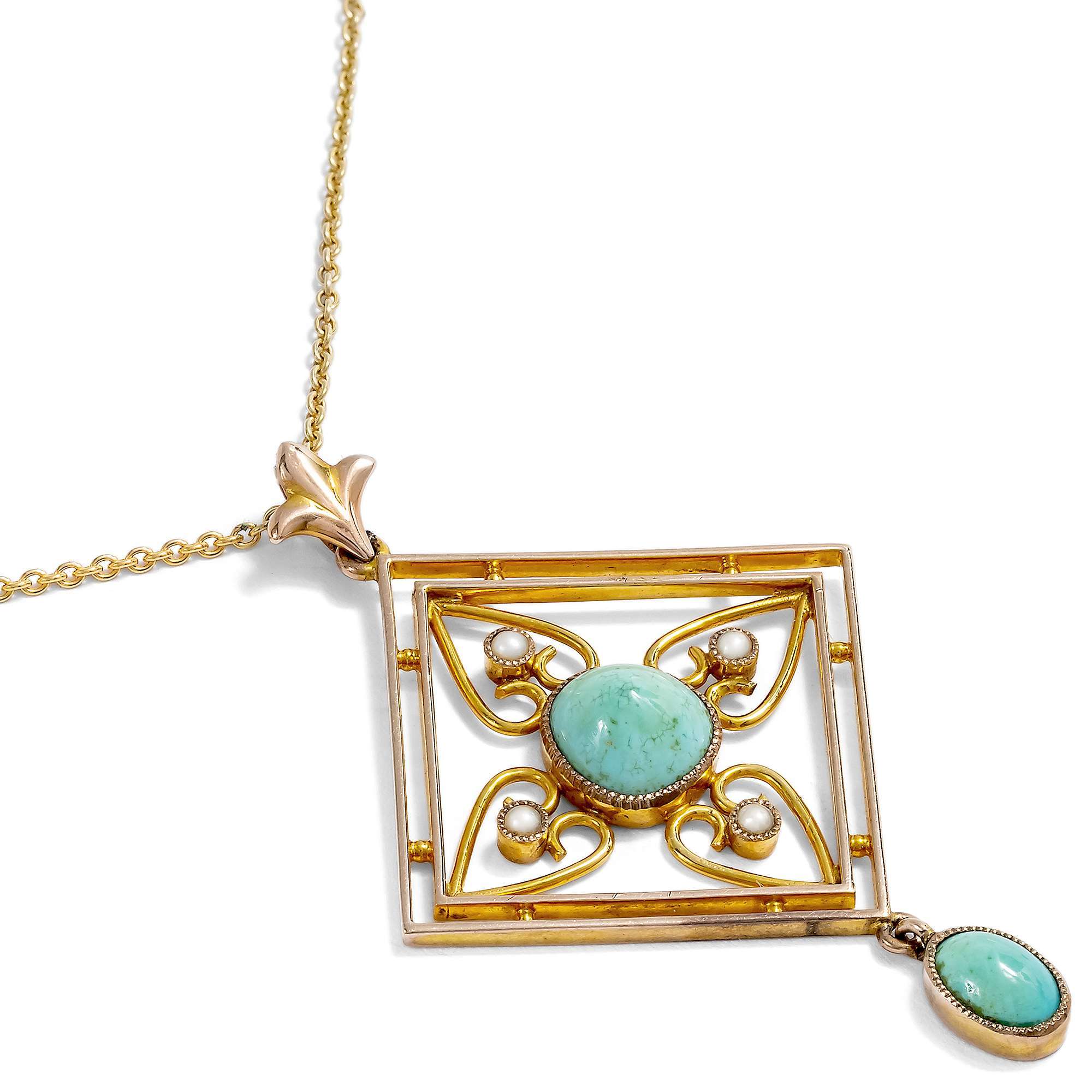 627010-hofer-antikschmuck-Filigraner-Anhaenger-mit-Tuerkisen-und-Perlen-in-zweifarbigem-Gold-England-um-1900-Forget-me-not_3