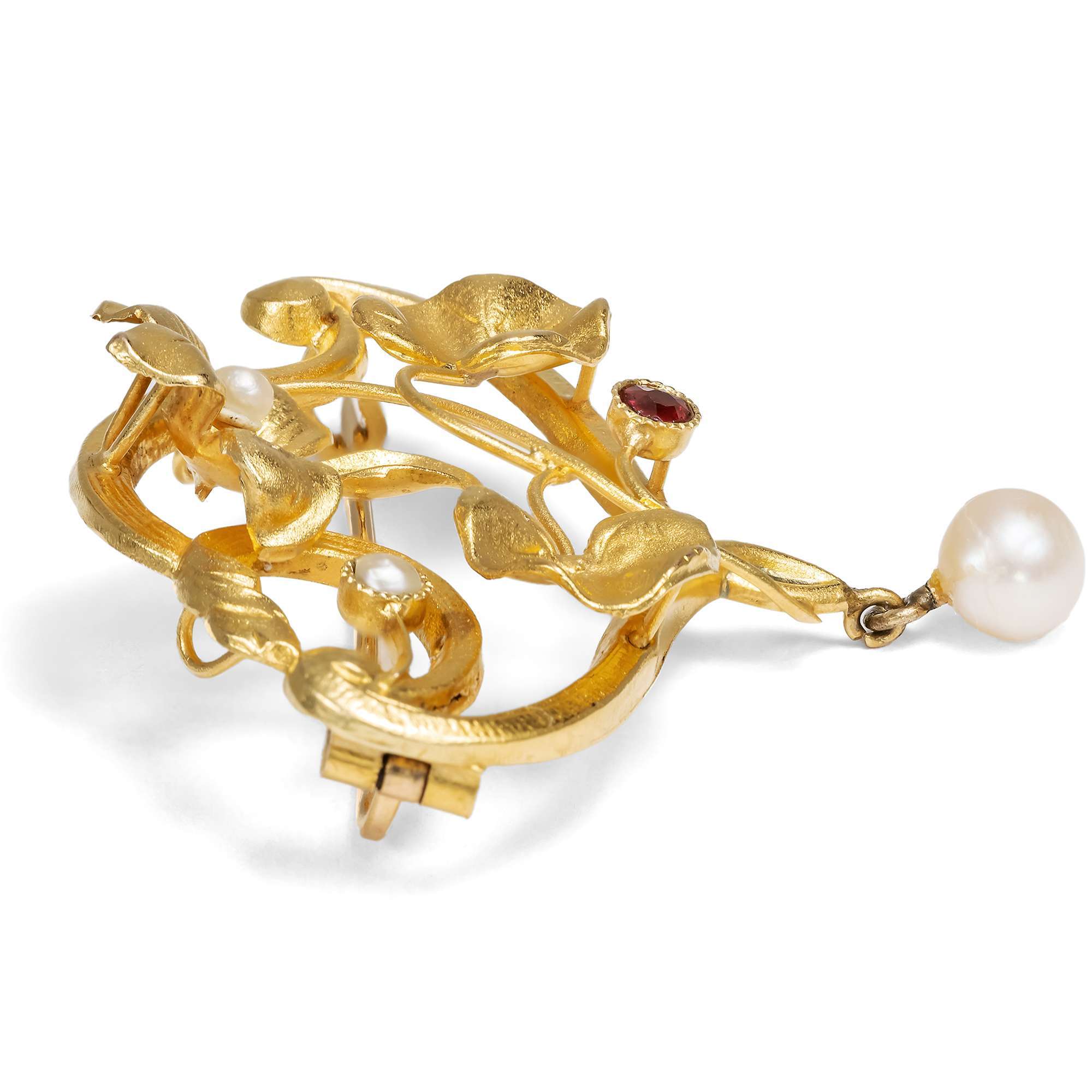 627061-hofer-antikschmuck-Florale-Jugendstil-Brosche-mit-Granat-und-Perlen-in-Gold-Paris-um-1900-Knospe-Bluete-Frucht