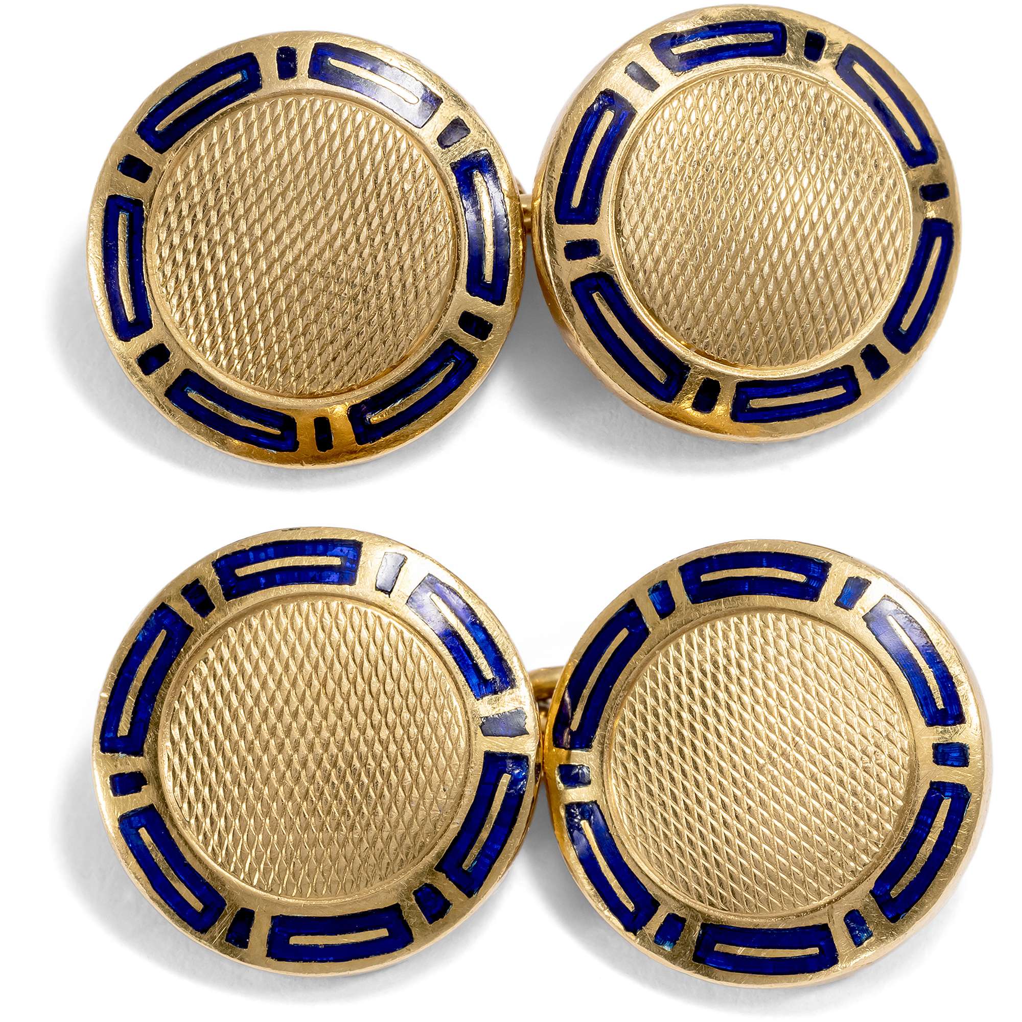 627097-hofer-antikschmuck-Hochwertige-vintage-Manschettenknoepfe-aus-Gold-mit-Email-von-Bulgari-Rom-um-1985-Klassische-Formen_2