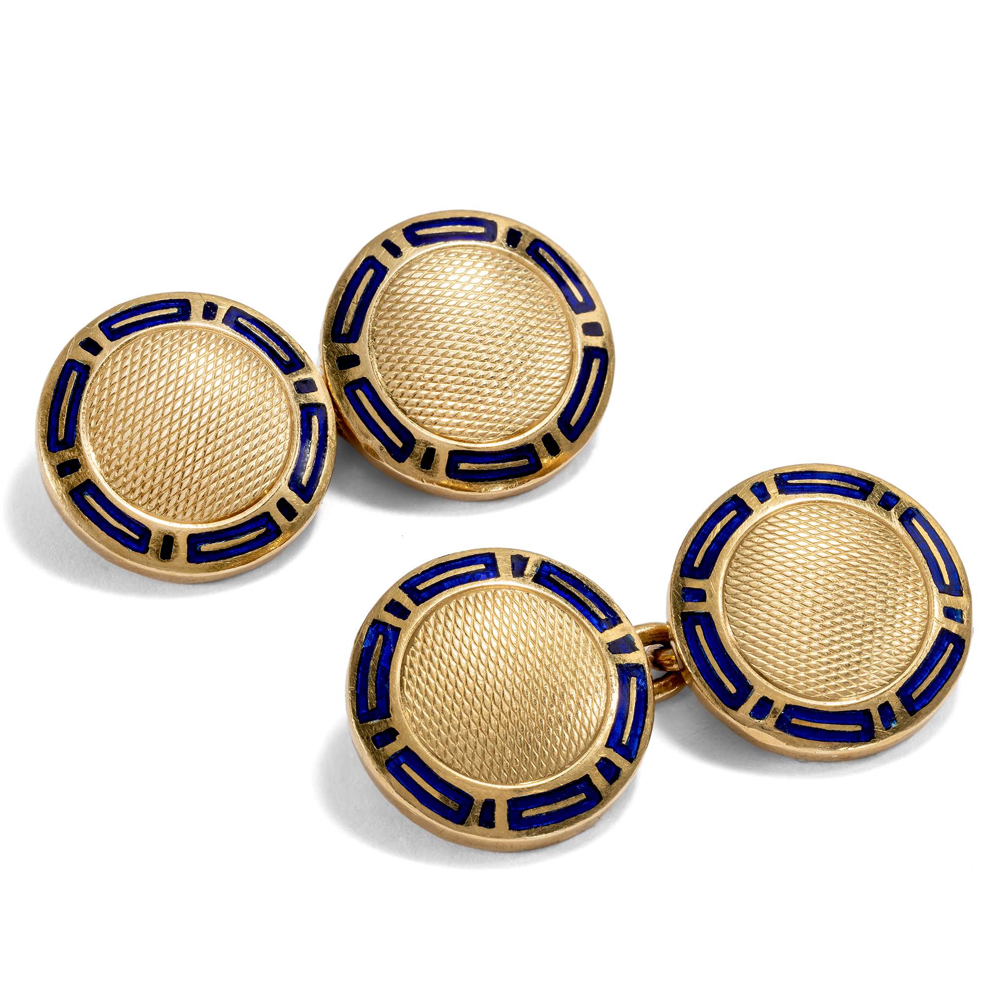 627097-hofer-antikschmuck-Hochwertige-vintage-Manschettenknoepfe-aus-Gold-mit-Email-von-Bulgari-Rom-um-1985-Klassische-Formen_4