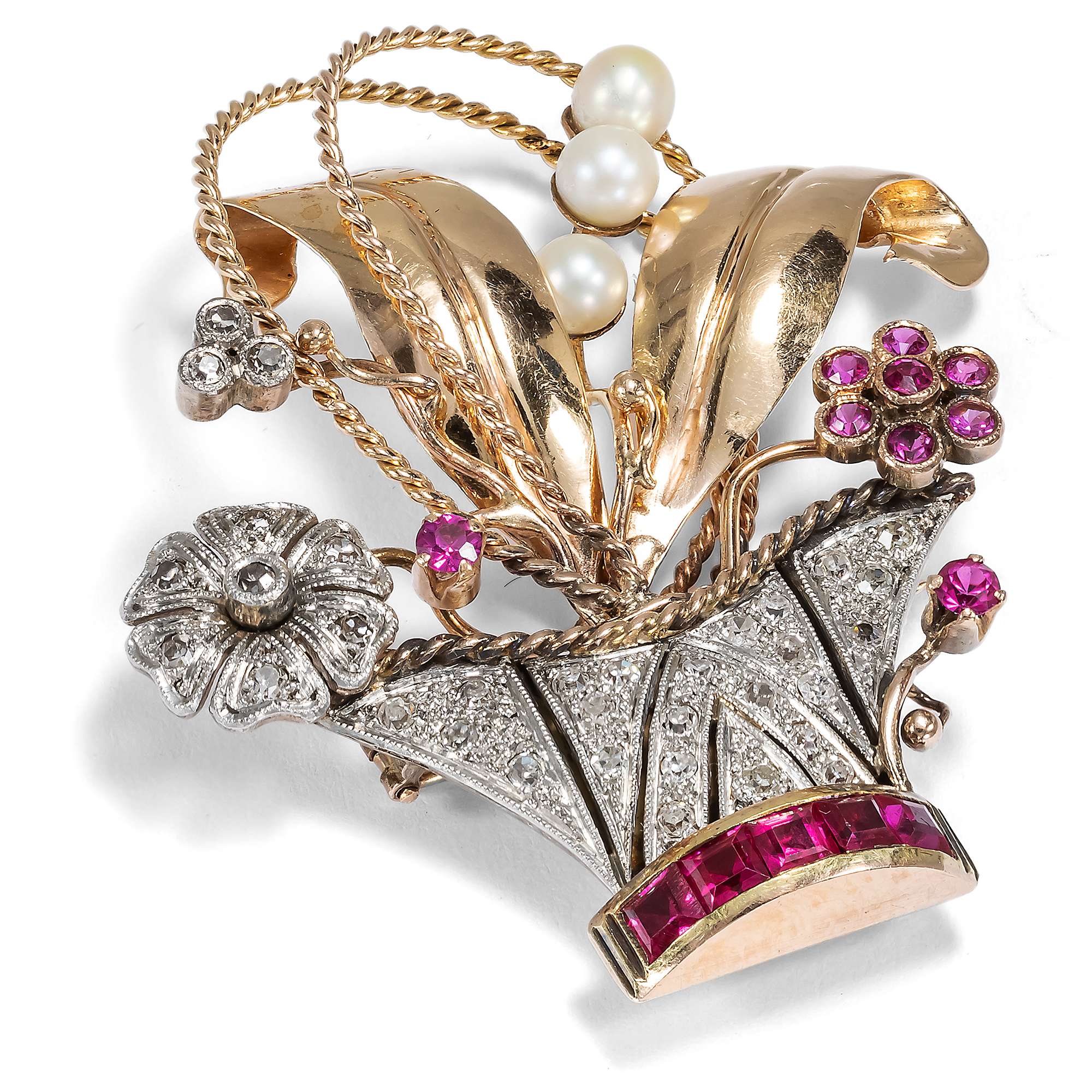 627184-hofer-antikschmuck-Eleganter-Blumenkorb-mit-Perlen-Diamanten-und-synthetischen-Rubinen-in-Gold-um-1940-Sorgenfreie-Blueten_2