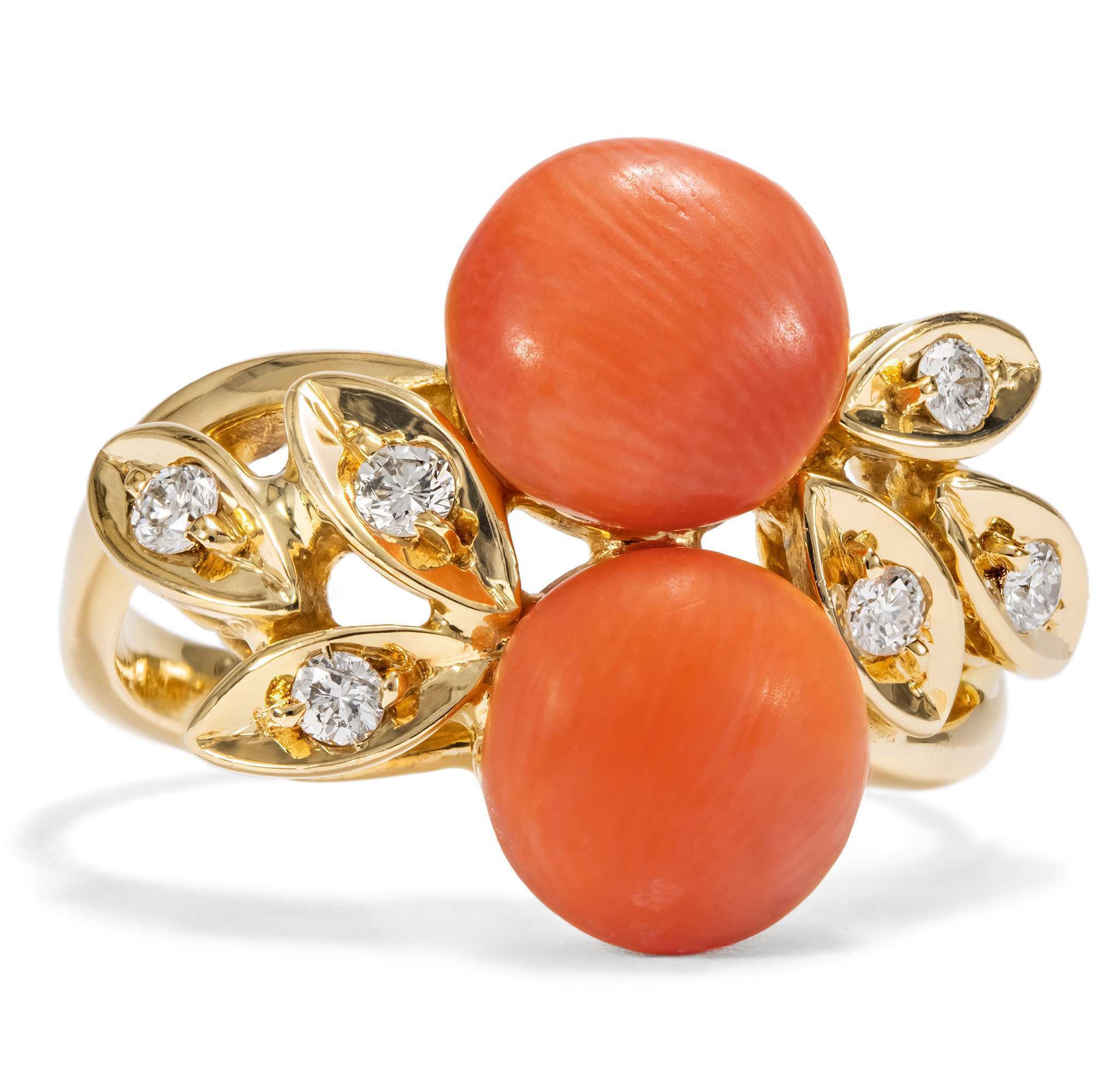 627192-hofer-antikschmuck-Schoener-Vintage-Ring-aus-Gold-Diamanten-und-Koralle-Italien-um-1985-Sonnenuntergang-ueber-dem-Tyrrhenischen-Meer