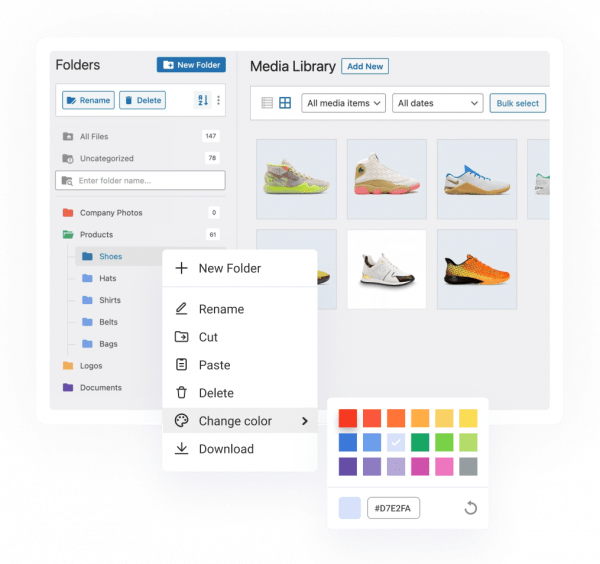 filebird-change-color-folders-1.png FileBird - WordPress Media Library Folders